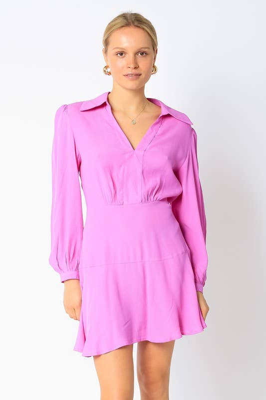 Solid A-line Mini Dress