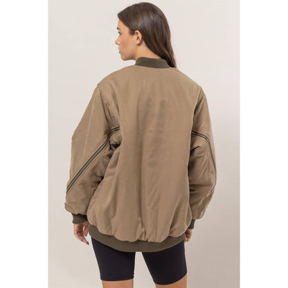 Zipper Detail Puffer Bomber Jacket