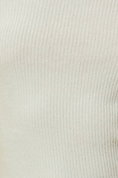 Long Sleeve Lettuce Hem Mock Neck Top