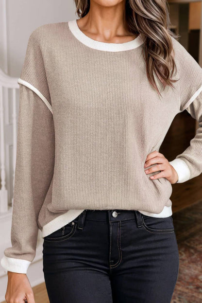 Colorblock Casual Long Sleeve Top