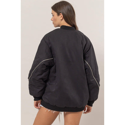 Zipper Detail Puffer Bomber Jacket