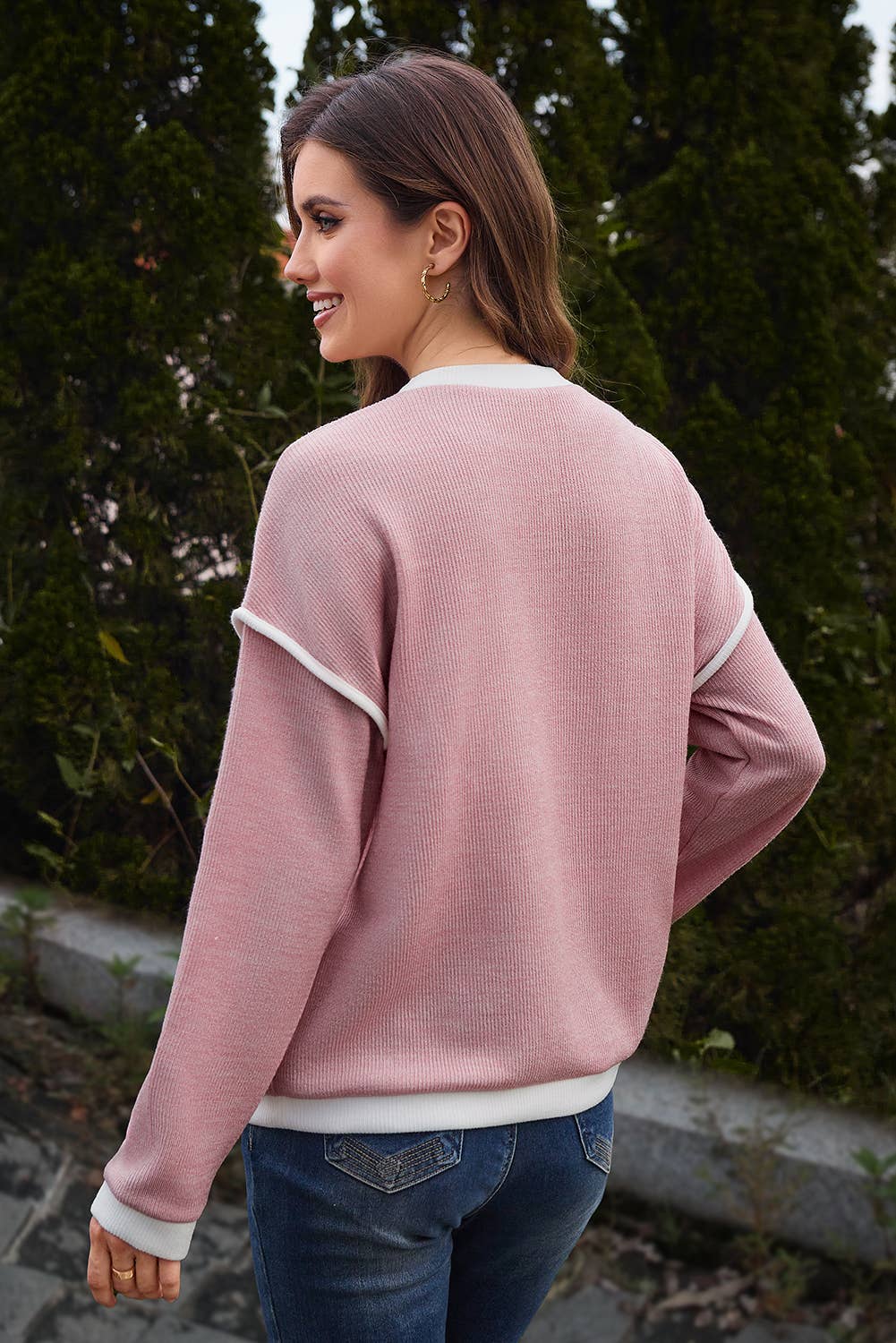 Colorblock Casual Long Sleeve Top