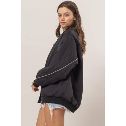 Zipper Detail Puffer Bomber Jacket