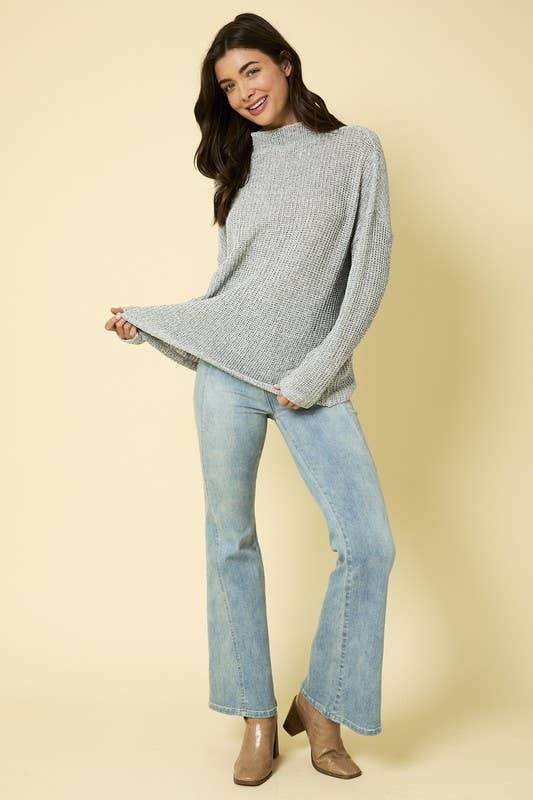 LONG SLEEVE MOCK NECK KNIT TOP