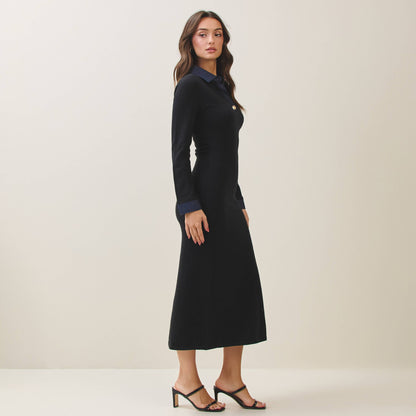 Denim Trim Knit Dress