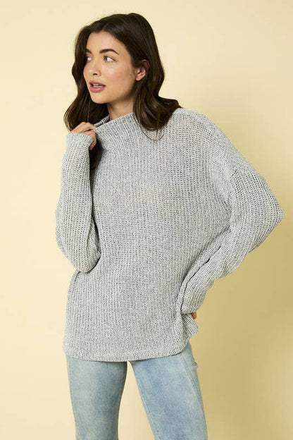LONG SLEEVE MOCK NECK KNIT TOP