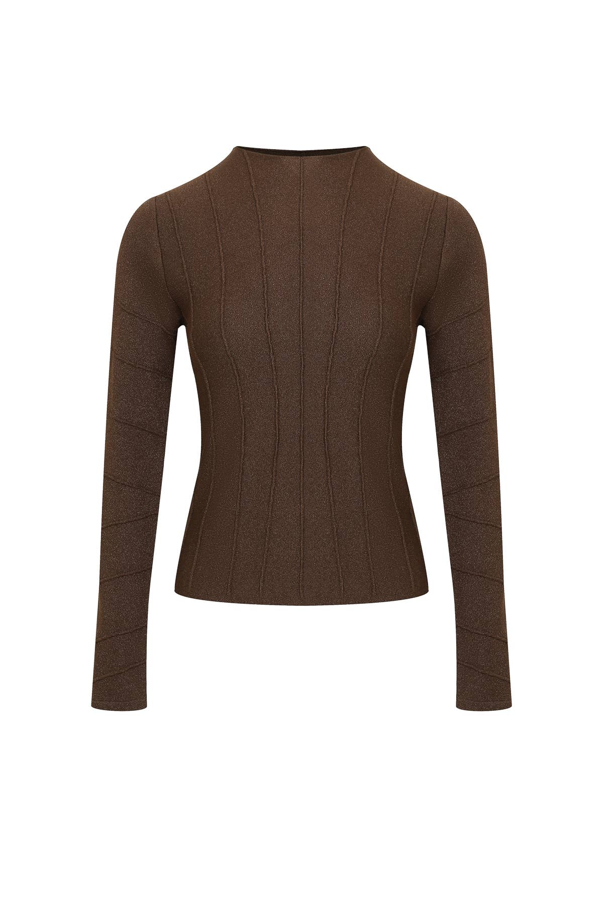 Ribbed Stitching Knit Long Sleeve Top