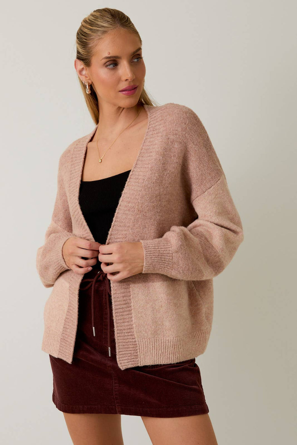 Long Sleeve Color Block Sweater Cardigan