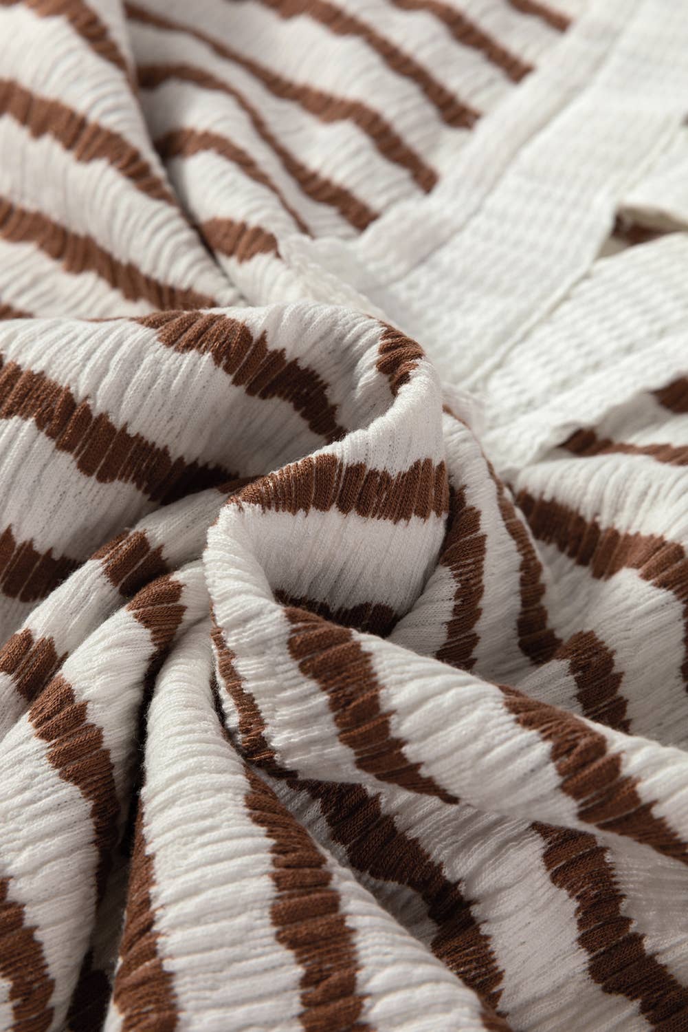 Texture Stripe Hooded Long Sleeve Top