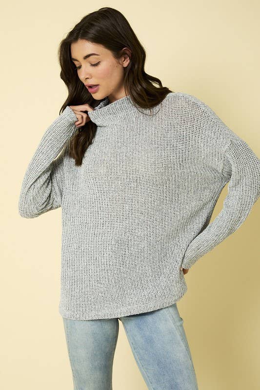 LONG SLEEVE MOCK NECK KNIT TOP