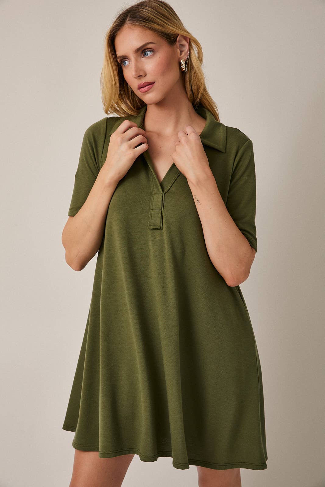 Half Sleeve Polo Mini Dress