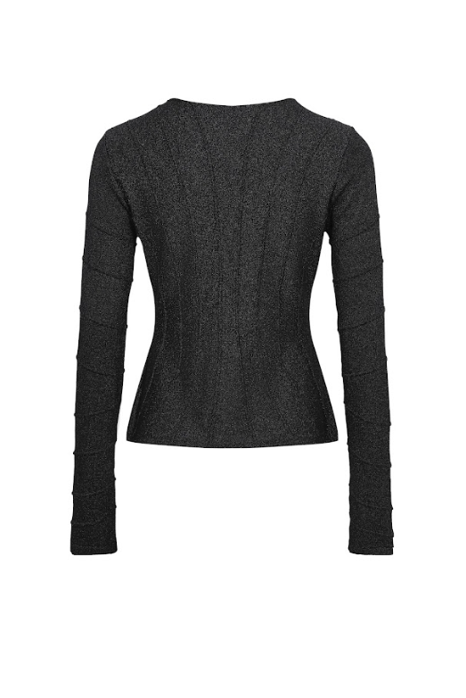 Ribbed Stitching Knit Long Sleeve Top