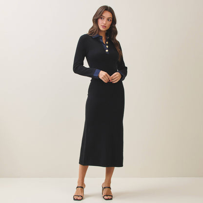 Denim Trim Knit Dress