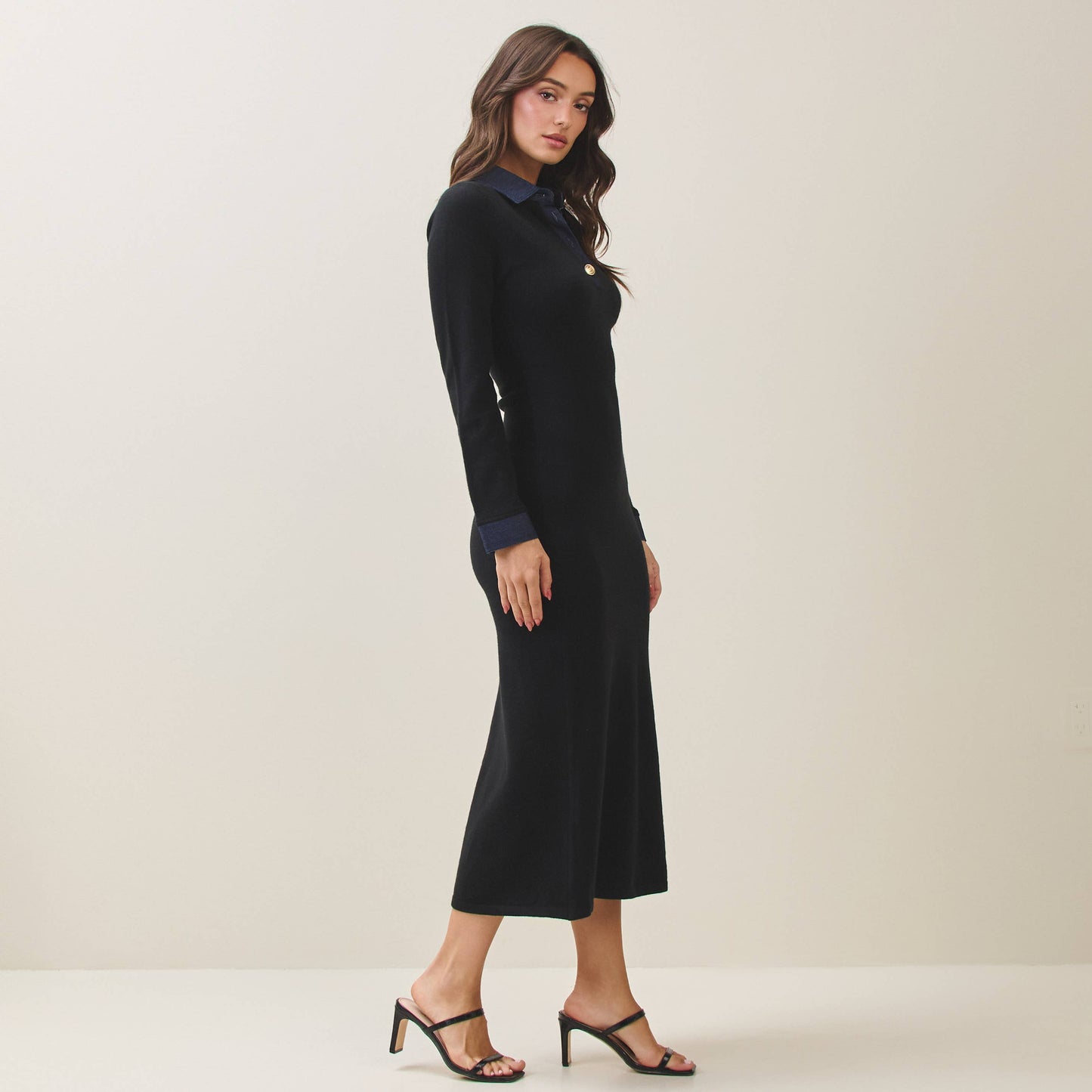 Denim Trim Knit Dress