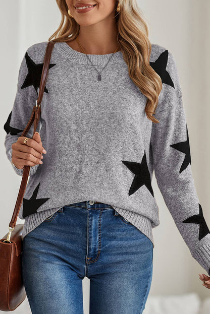 Star Pattern Round Neck Sweater