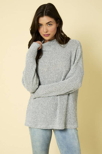 LONG SLEEVE MOCK NECK KNIT TOP