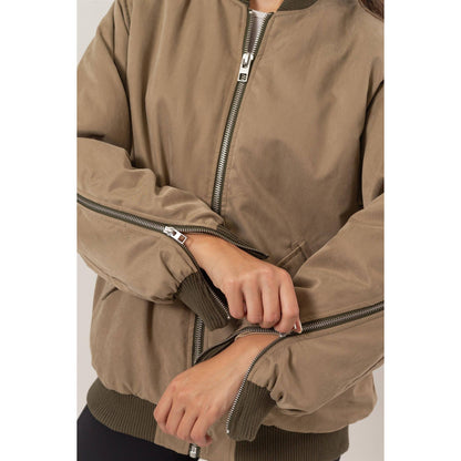 Zipper Detail Puffer Bomber Jacket