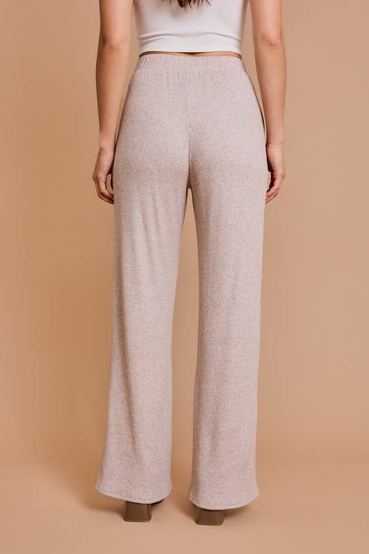 Long Sleeve Mock Neck Top and Rib Pants