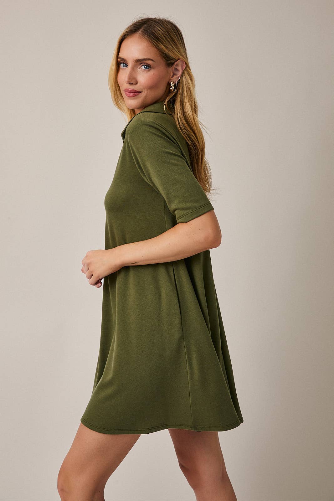 Half Sleeve Polo Mini Dress