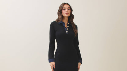 Denim Trim Knit Dress