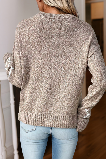 Star Pattern Round Neck Sweater