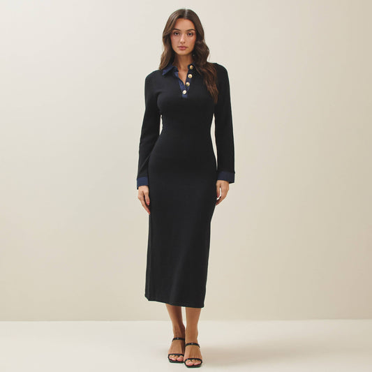 Denim Trim Knit Dress