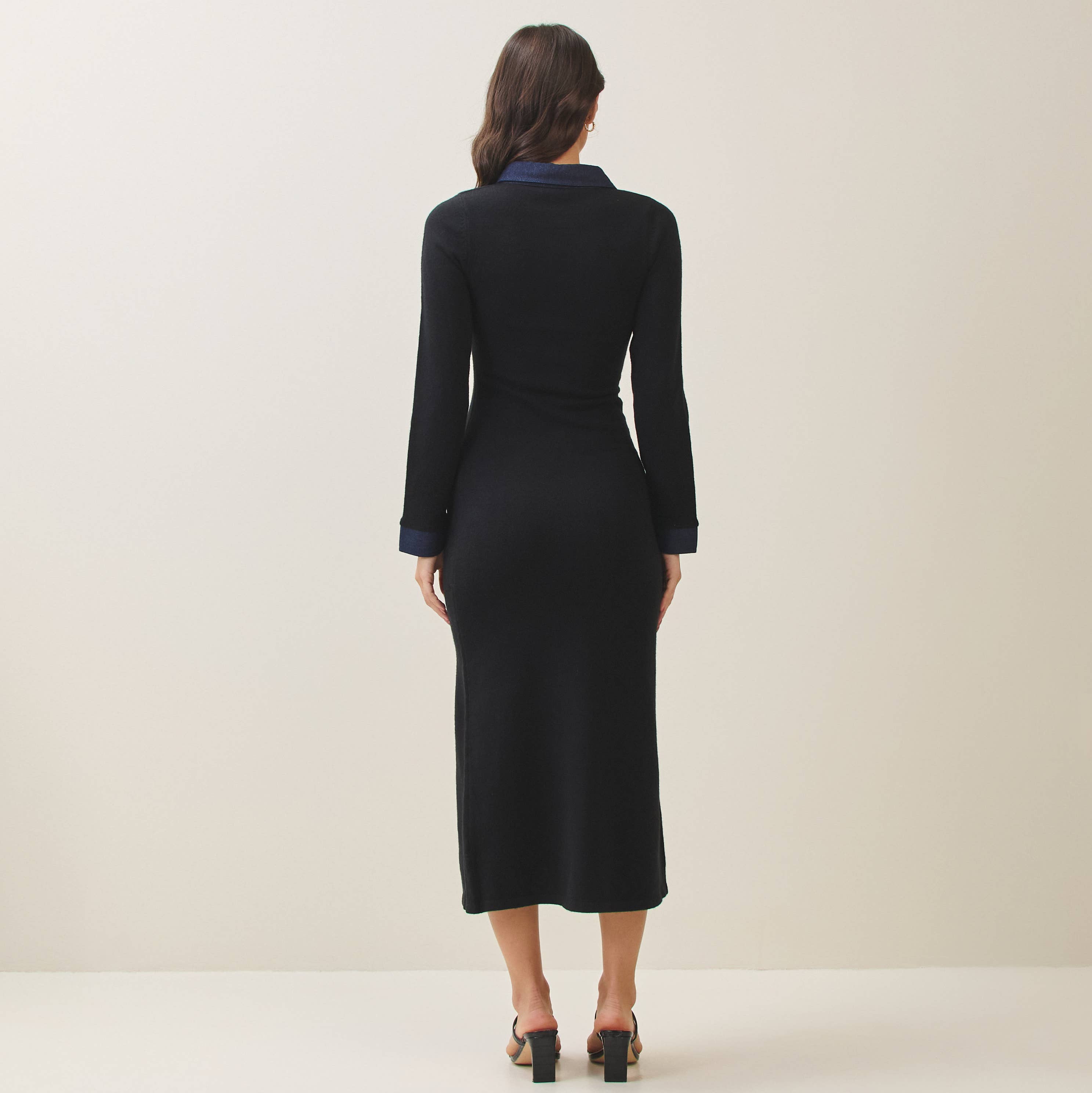 Denim Trim Knit Dress