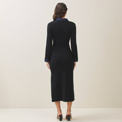 Denim Trim Knit Dress