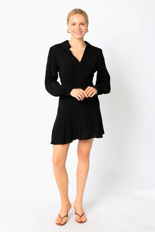 Solid A-line Mini Dress