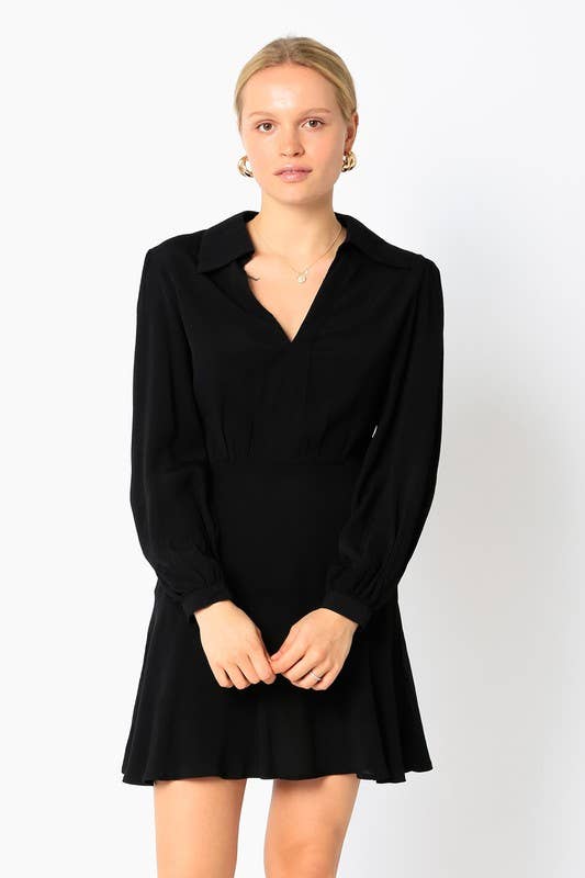 Solid A-line Mini Dress