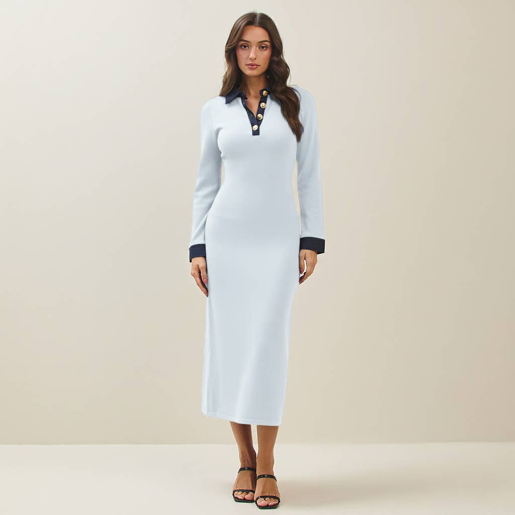 Denim Trim Knit Dress