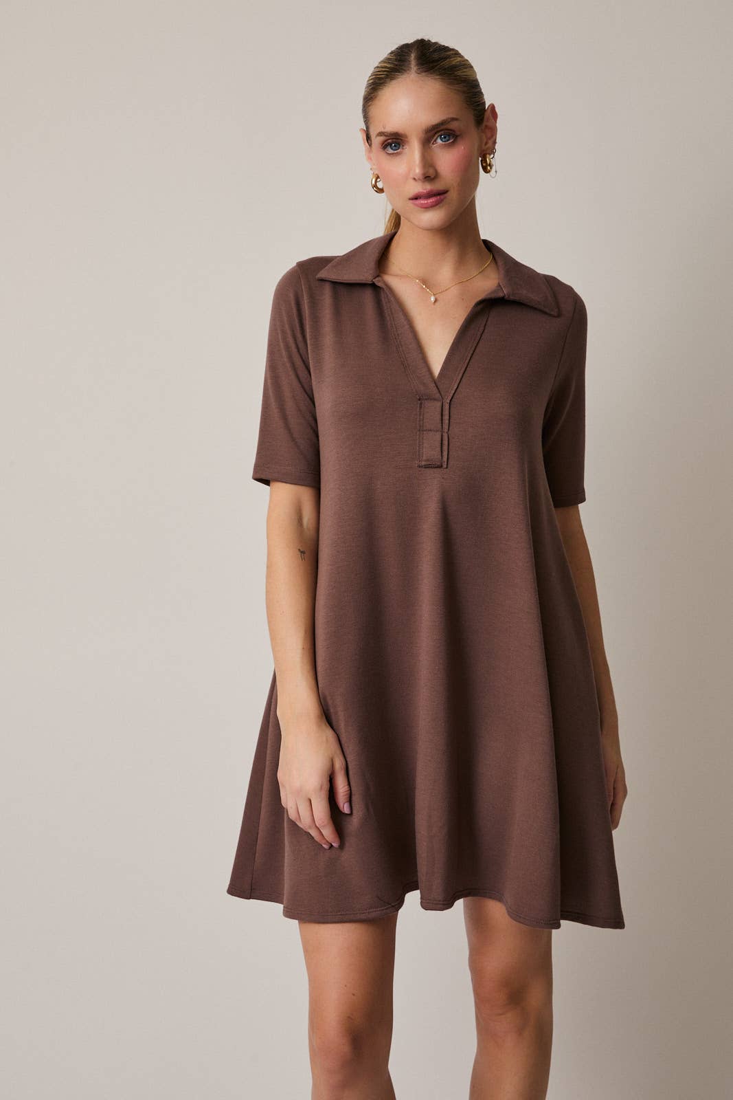 Half Sleeve Polo Mini Dress