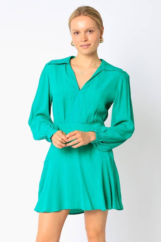 Solid A-line Mini Dress