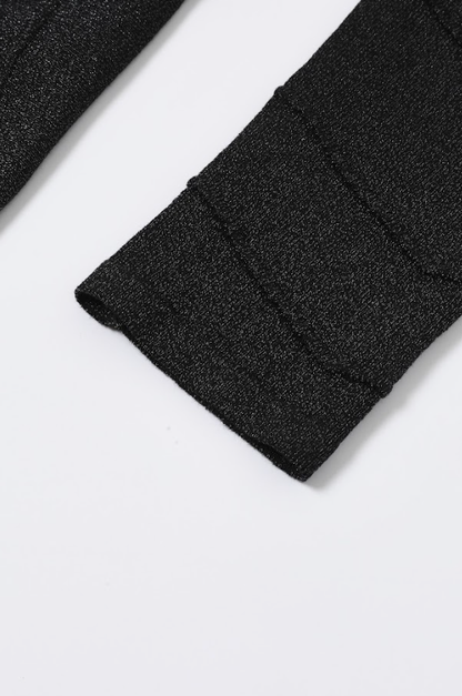 Ribbed Stitching Knit Long Sleeve Top