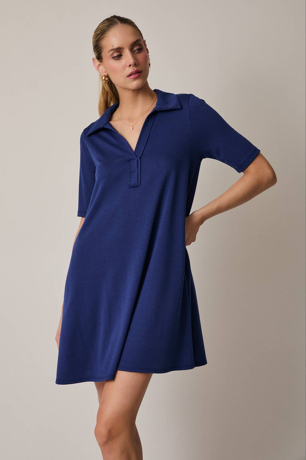 Half Sleeve Polo Mini Dress