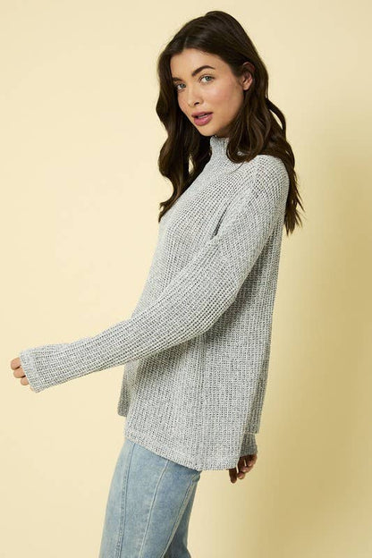 LONG SLEEVE MOCK NECK KNIT TOP