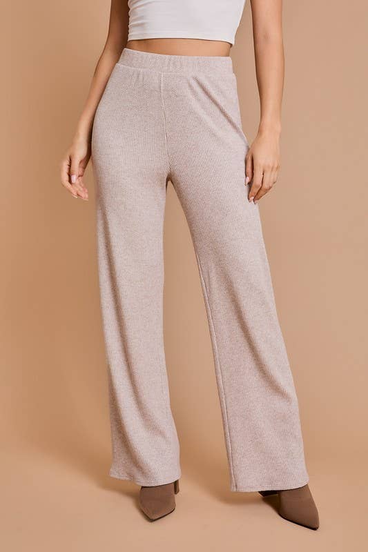 Long Sleeve Mock Neck Top and Rib Pants