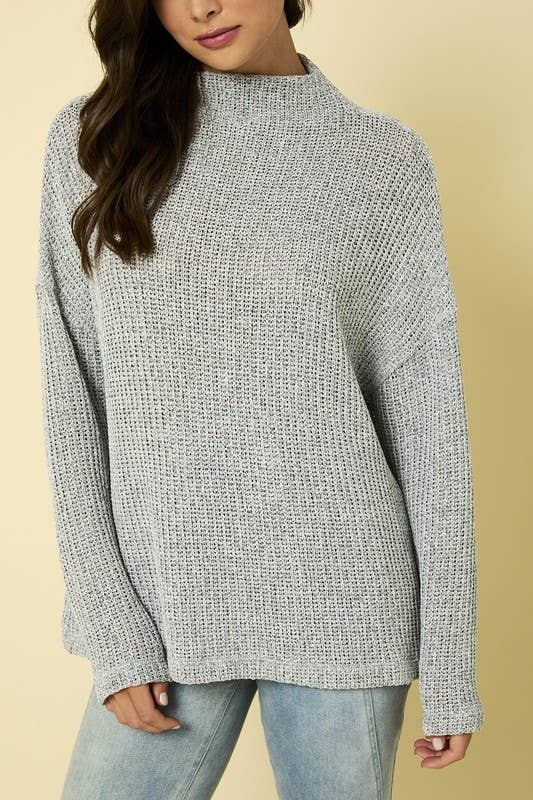 LONG SLEEVE MOCK NECK KNIT TOP
