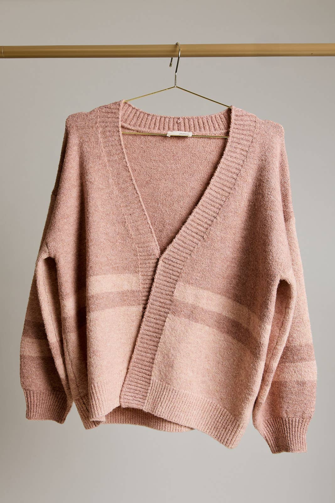 Long Sleeve Color Block Sweater Cardigan