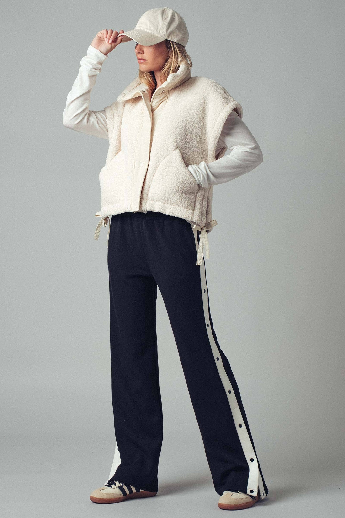 Quilted Collar Boxy Sherpa Vest
