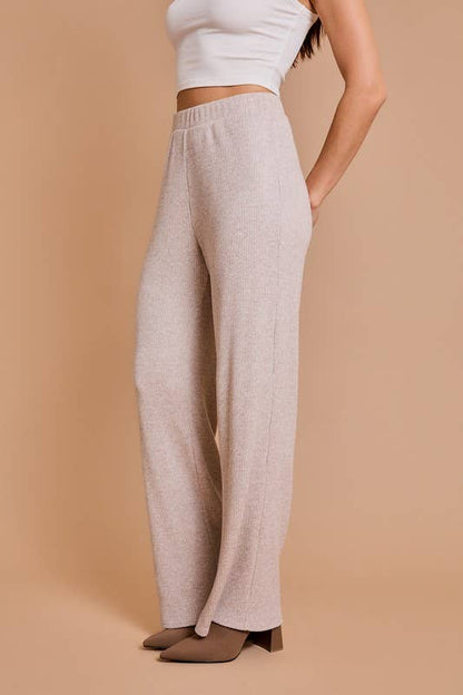 Long Sleeve Mock Neck Top and Rib Pants