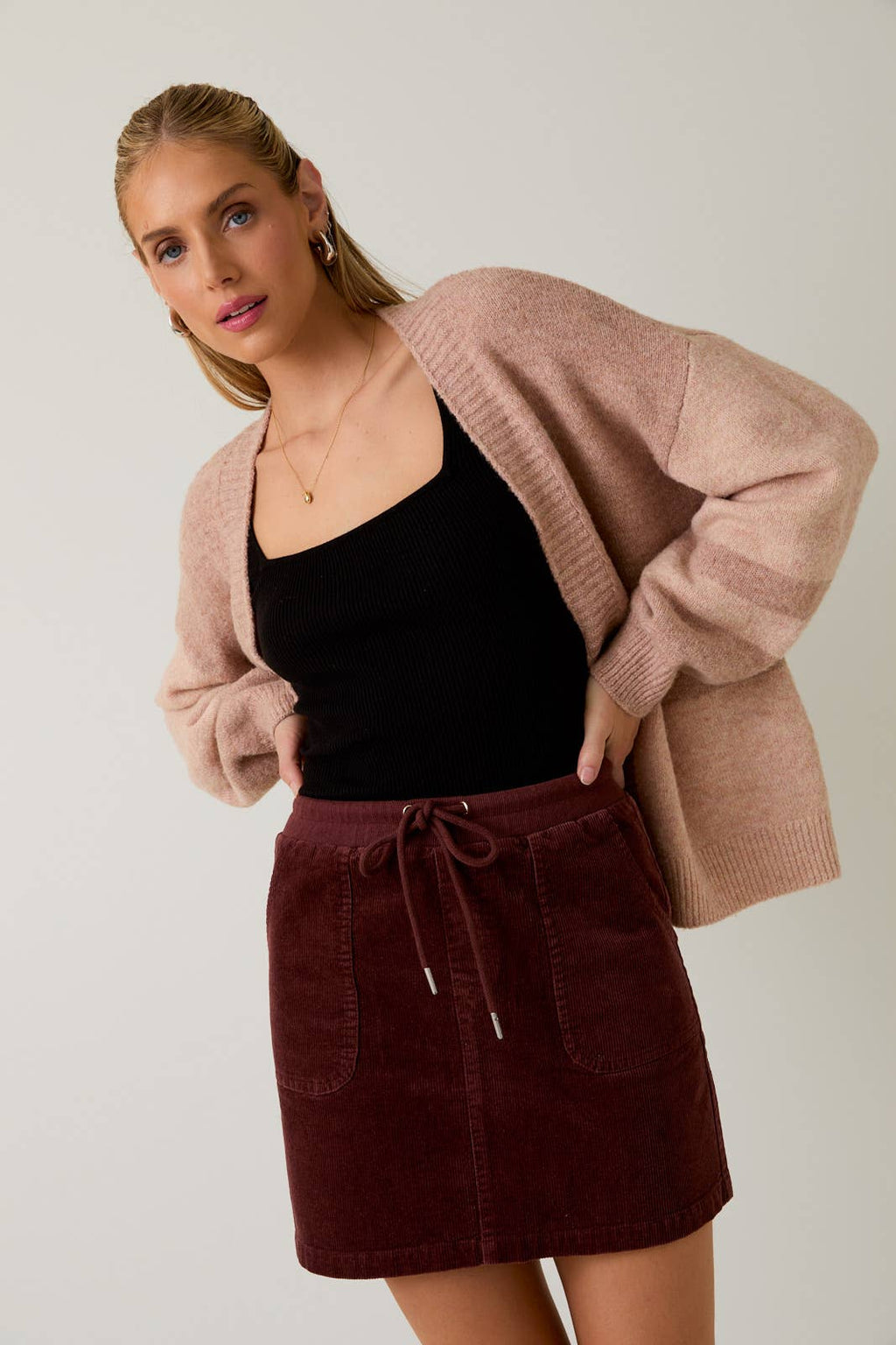 Long Sleeve Color Block Sweater Cardigan